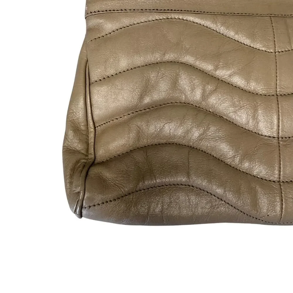 Stunning Vintage Soft Leather Beige Tan Clutch Purse
